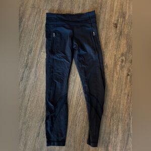 lululemon 4 athletica Black ankle Length Zip Pocket Leggings